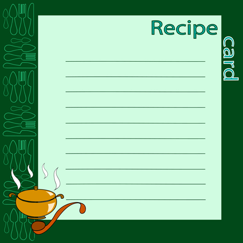 Recipe card with tableware pattern vector 03 Tableware recipe pattern card   
