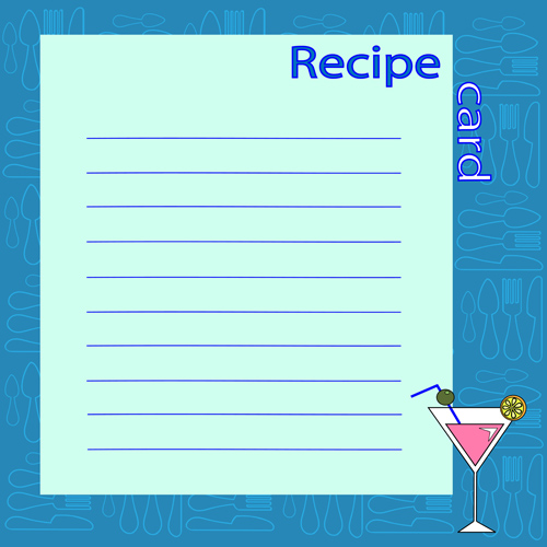 Recipe card with tableware pattern vector 01 Tableware recipe pattern card   
