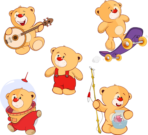 Cartoon cute bear vector set cute cartoon bear   