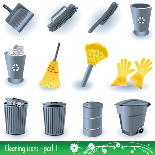 Cleaning tool design vectors set tool cleaning   