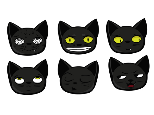 Funny black cat vector 04 funny cat black   