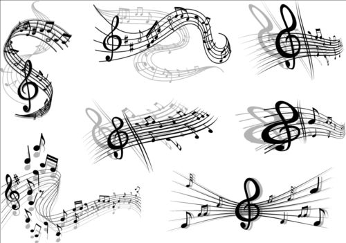 Music notes design elements set vector 05 notes music elements design   