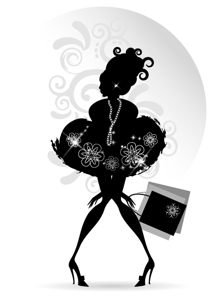 Fashion girl with shopping vectors 08 shopping girl fashion   