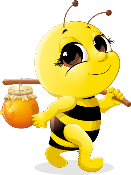 Cute bee with honey Jar vector 02 jar honey cute bee   