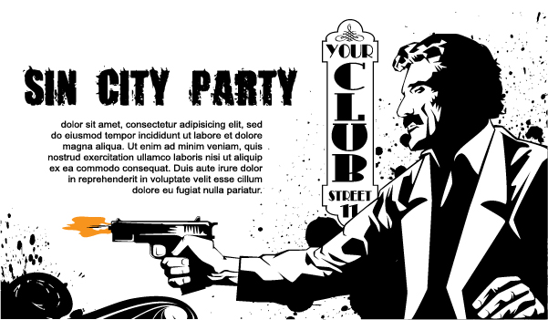 Sin city party club flyer temolate vector 02 temolate Sin party flyer club city   