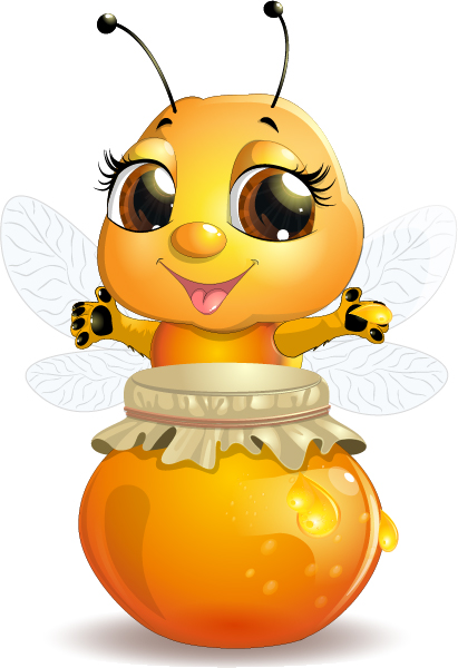 Cute bee with honey Jar vector 01 jar honey cute bee   