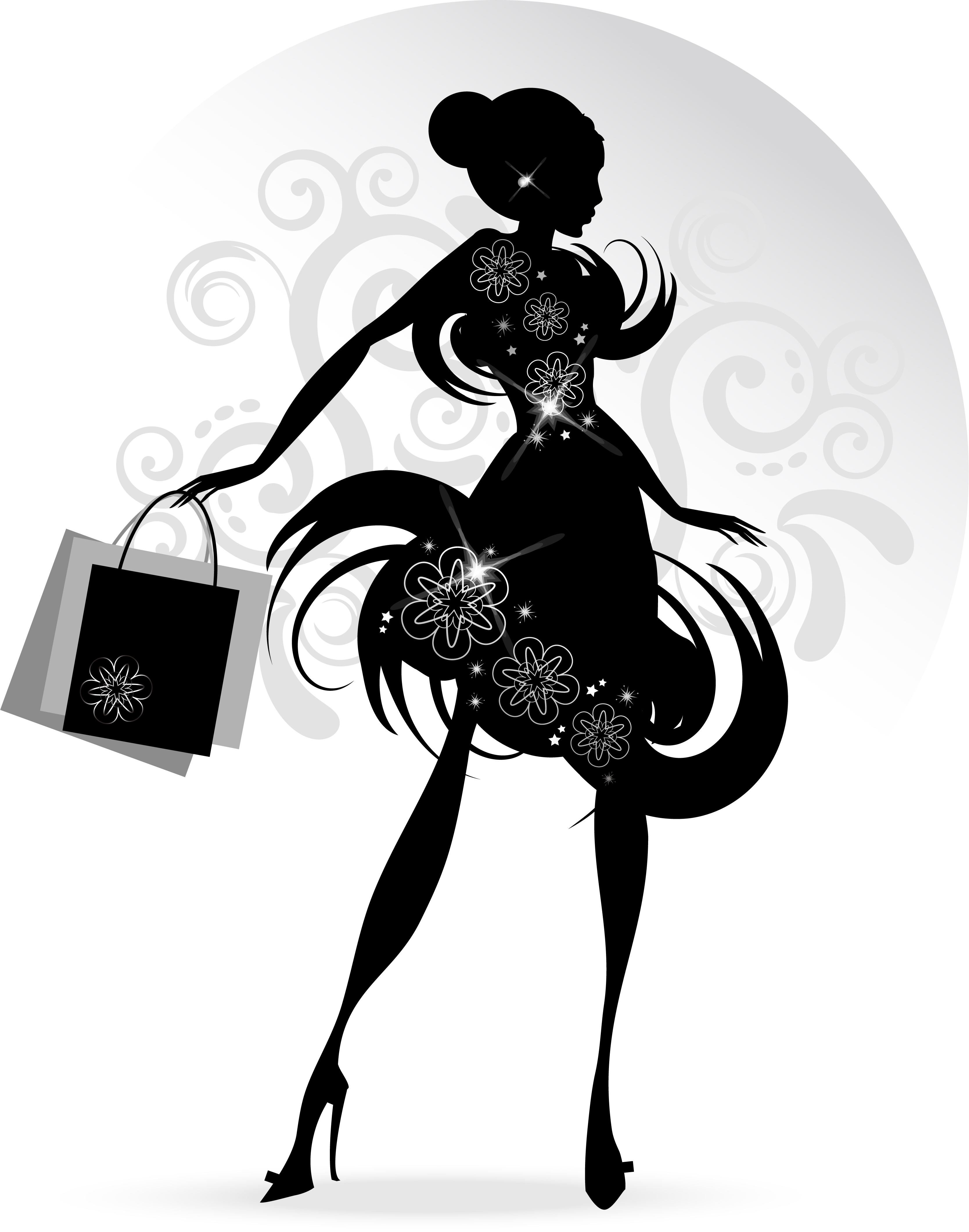 Fashion girl with shopping vectors 07 shopping girl fashion   