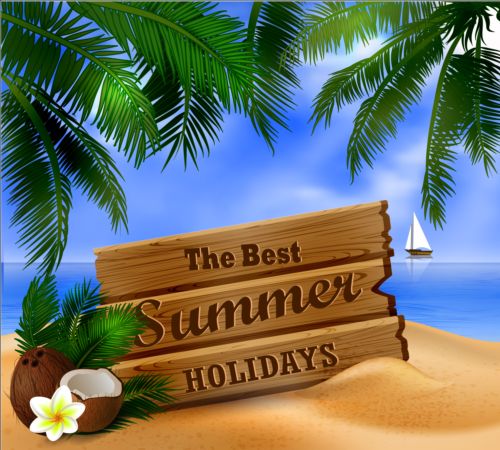 Sunner holiday with beach sea vector design 10 sunner holiday beach   