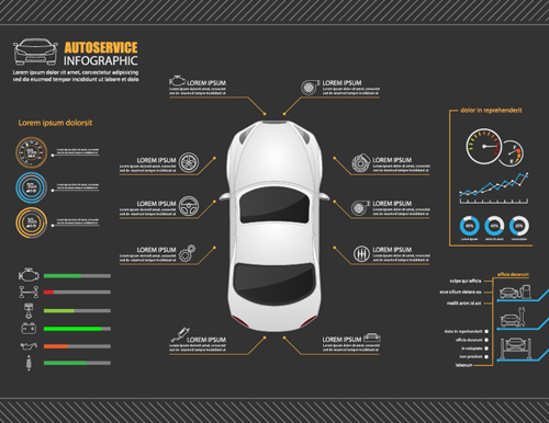 Autoservice infographic dark styles vector styles infographic dark Autoservice   