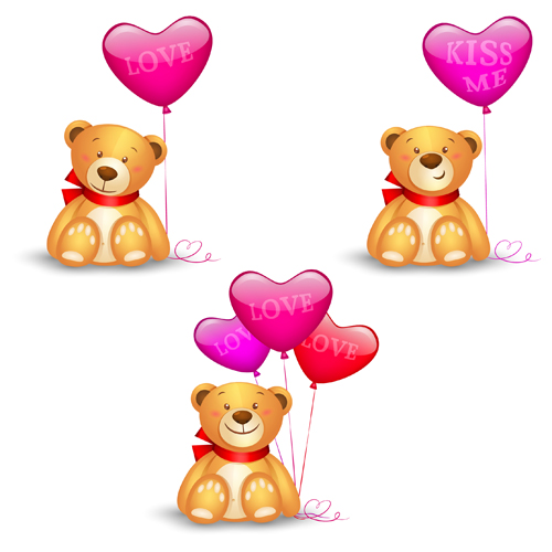 Toy bear with heart balloon vector toy heart bear balloon   