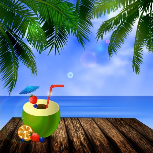 Sunner holiday with beach sea vector design 01 sunner holiday beach   