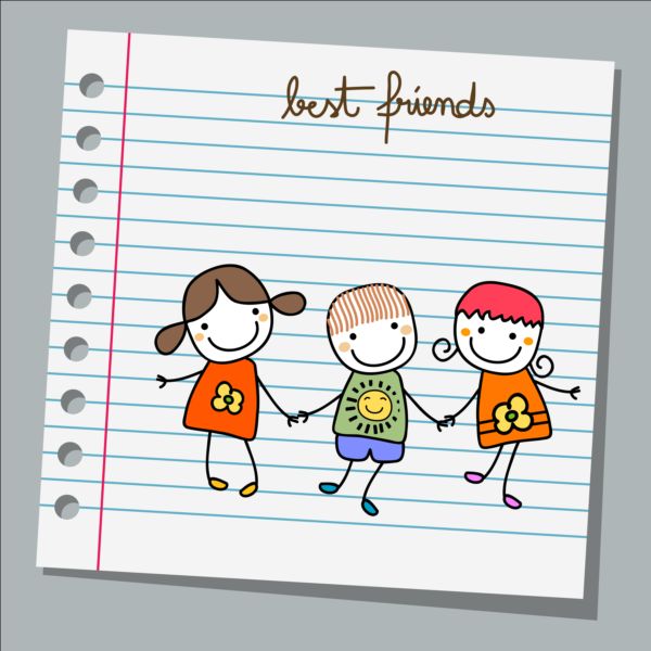 Notebook paper with kids vector material 04 paper notebook kids   