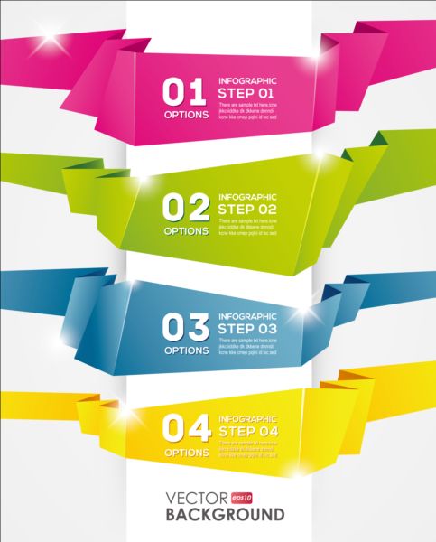 Colored origami infographic background vector infographic ColoredV origami background   