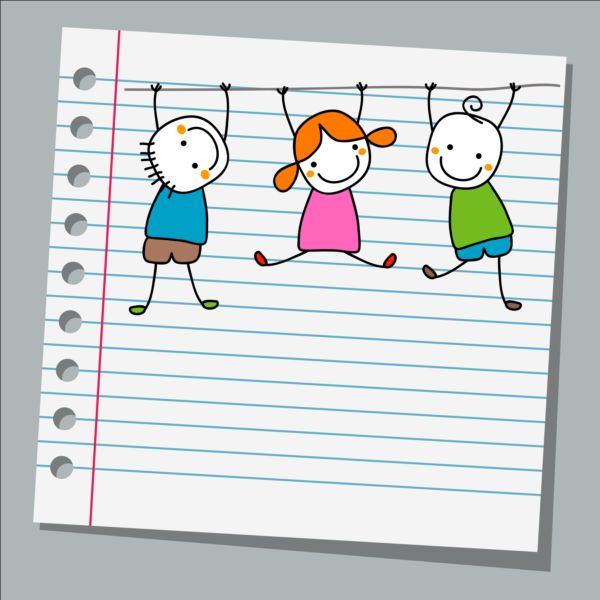Notebook paper with kids vector material 03 paper notebook kids   