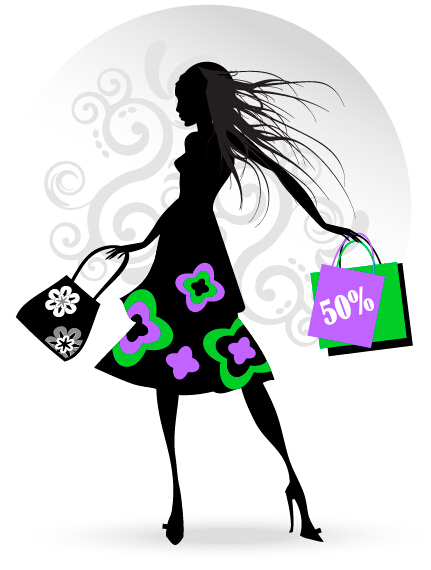 Fashion girl with shopping vectors 03 shopping girl fashion   