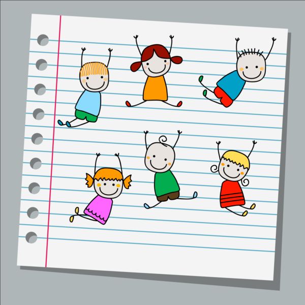 Notebook paper with kids vector material 02 paper notebook kids   