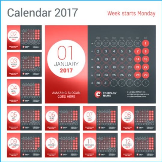 Calendar 2017 with photo vector design 10 photo calendar 2017   