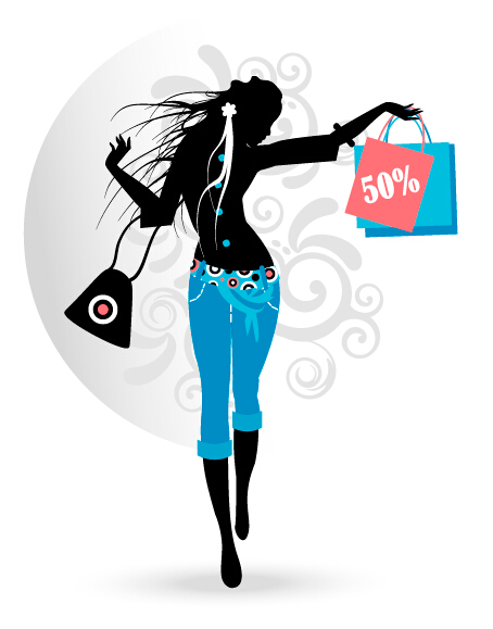 Fashion girl with shopping vectors 01 shopping girl fashion   