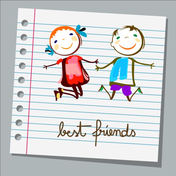 Notebook paper with kids vector material 01 paper notebook kids   