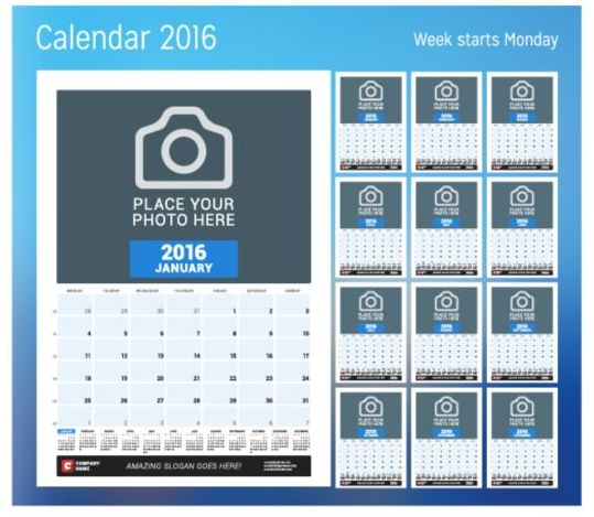 Calendar 2017 with photo vector design 09 photo calendar 2017   