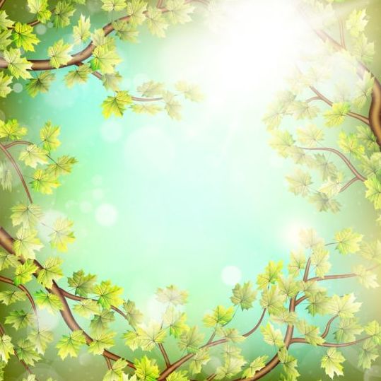 Summer green leaves with sunlight background vector 02 sunlight summer leaves green background   