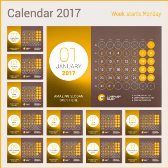 Calendar 2017 with photo vector design 08 photo calendar 2017   
