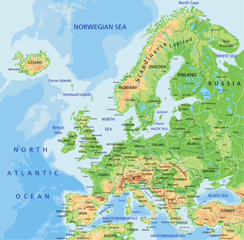 EU physical map vector graphics physical map graphics   