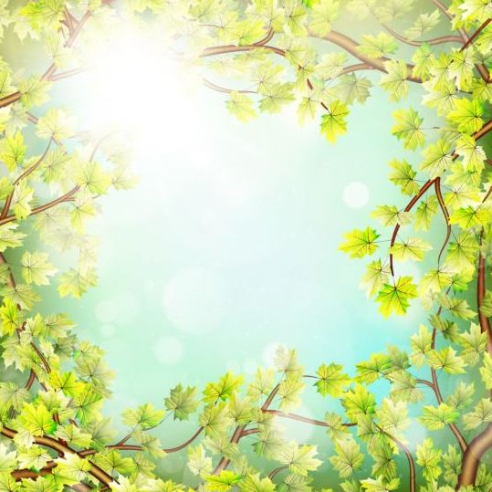 Summer green leaves with sunlight background vector 01 sunlight summer leaves green background   
