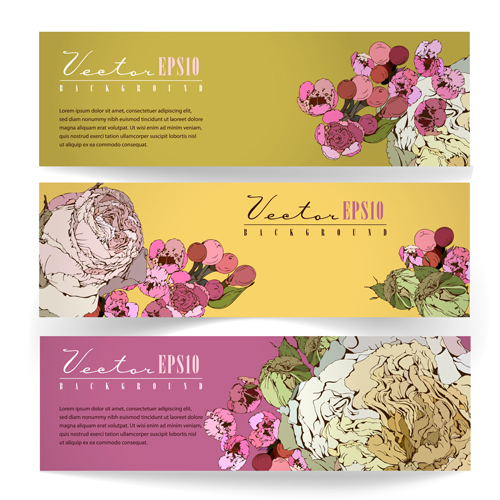 Vector vintage floral banners set 05 vintage floral banners   