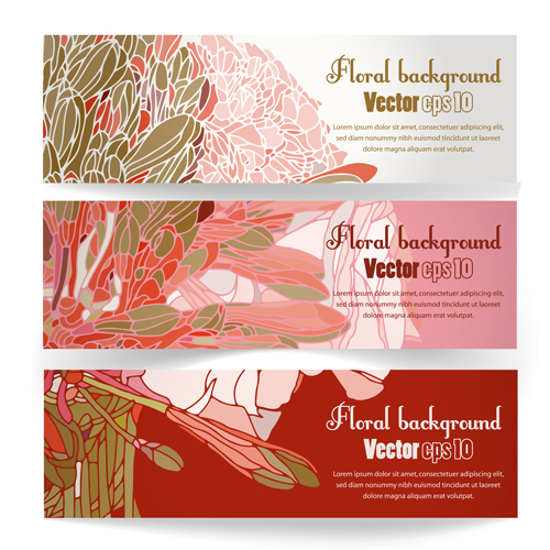 Vector vintage floral banners set 04 vintage floral banners   