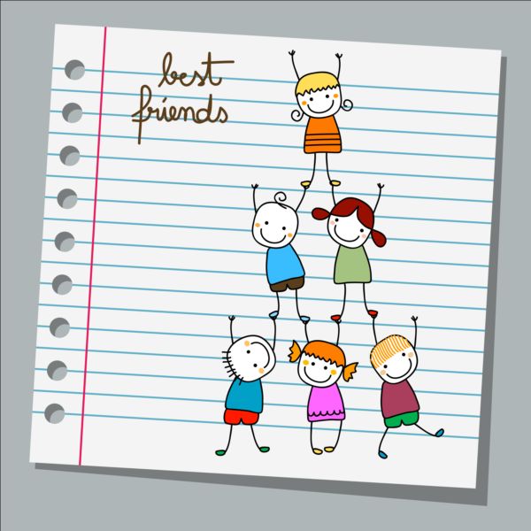 Notebook paper with kids vector material 05 paper notebook kids   