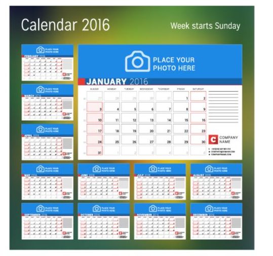 Calendar 2017 with photo vector design 04 photo calendar 2017   