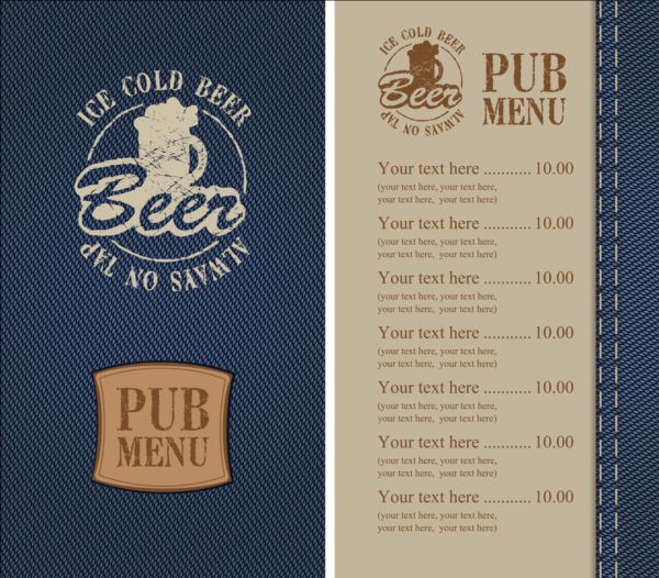 Brewery menu with denim textures vector 07 textures menu denim brewery   