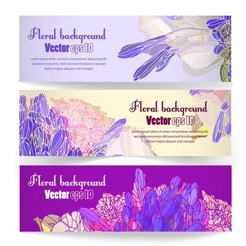 Vector vintage floral banners set 02 vintage floral banners   