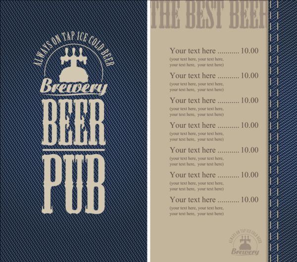 Brewery menu with denim textures vector 06 textures menu denim brewery   