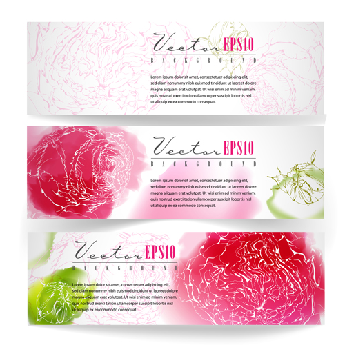 Vector vintage floral banners set 01 vintage floral banners   