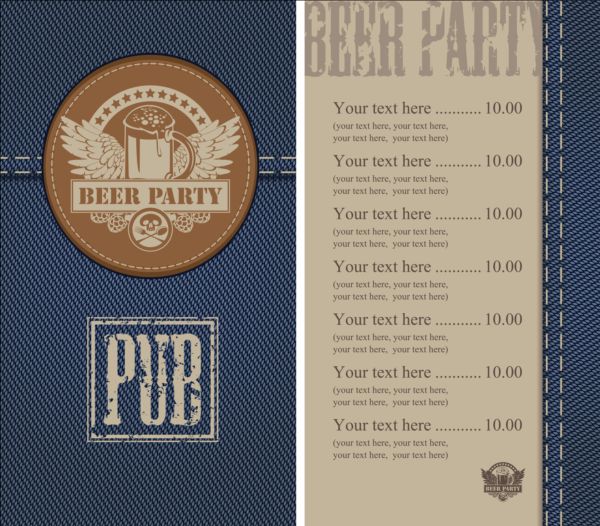Brewery menu with denim textures vector 04 textures menu denim brewery   