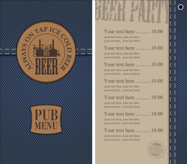 Brewery menu with denim textures vector 03 textures menu denim brewery   