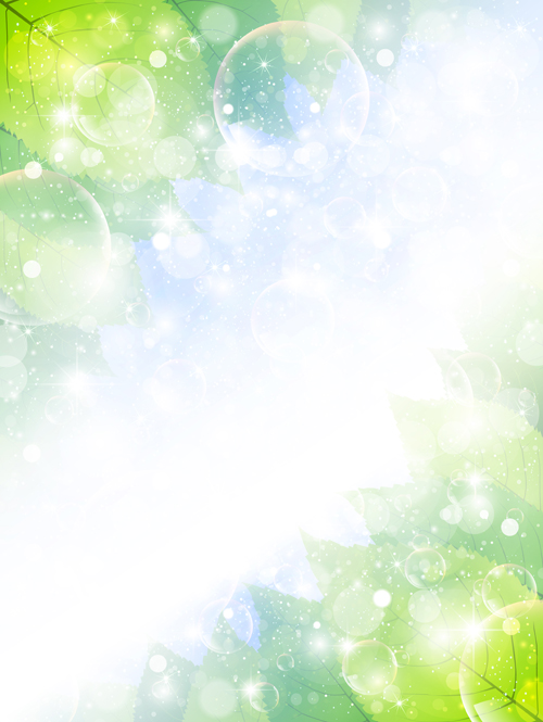 Halation bubble with green leaves vector background 10 halation green leaves bubble background   