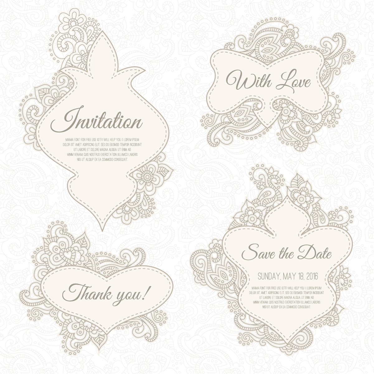 Floral wedding invitation labels vector.rar wedding labels invitation floral   