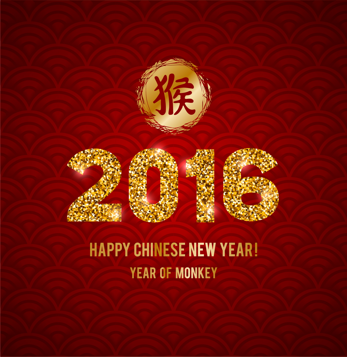Golden china 2016 new year with red background vector year new golden china background 2016   