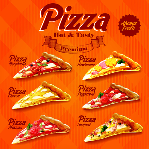 Orange pizza menu vector material pizza orange menu material   