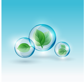 Bubble with green leaves vector template 01 template leaves green bubble   