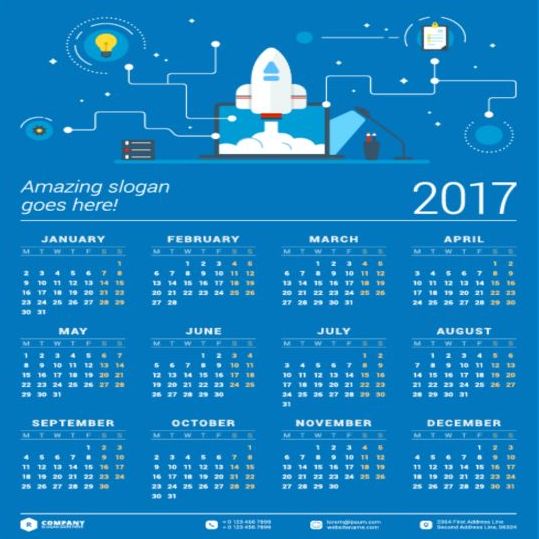 2017 Calendar with infographic vector infographic calendar 2017   