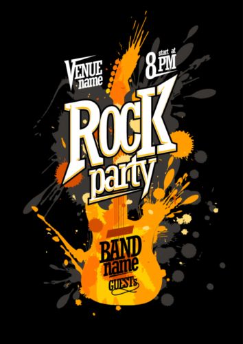 Blur guitar rock party poster black vector rock poster party guitar blur black   