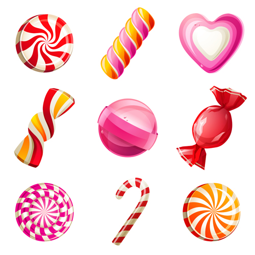 Shiny colored sweet icons vector sweet shiny icons colored   