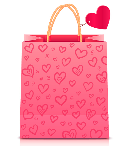 Shopping bag with heart pattern vector shopping pattern heart   