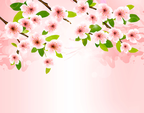 Spring pink background with flowers vector spring pink flowers background   