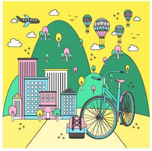 Eco city concept template vector 04 template vector template concept city   