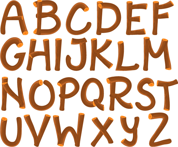 Funny wood alphabet vector wood funny alphabet   